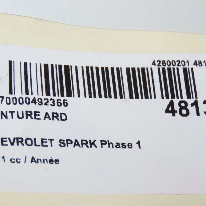 Ceinture arrière droite occasion CHEVROLET SPARK Phase 1 01-2010->09-2012 95433446 4
