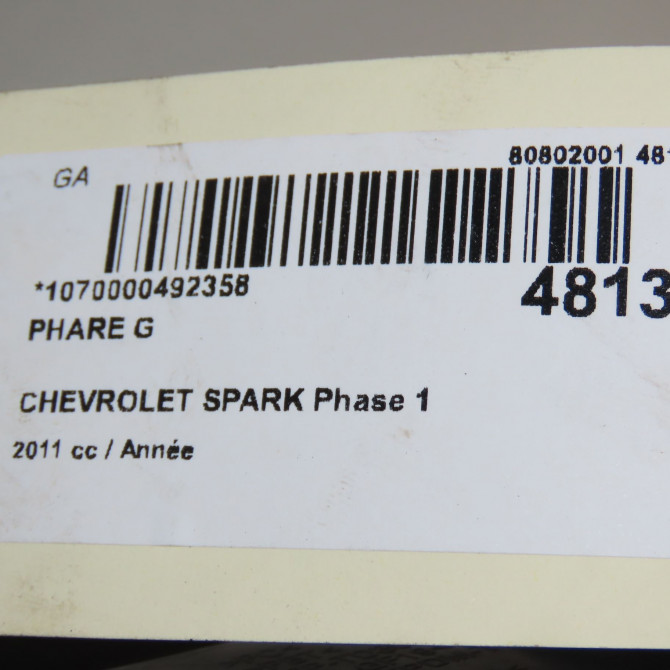 Phare gauche occasion CHEVROLET SPARK Phase 1 01-2010->09-2012 95488417 5