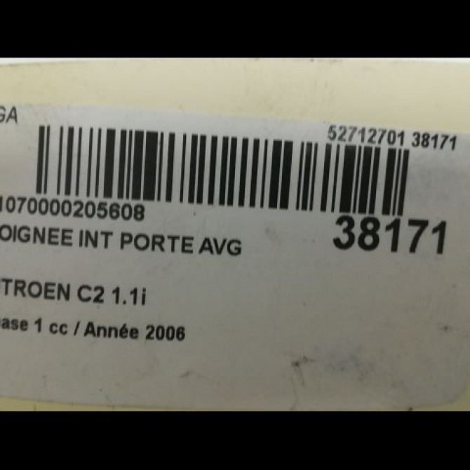 Poignee int porte avg occasion CITROEN C2 Phase 1 09-2003->10-2008 1.1i 9143N1 3