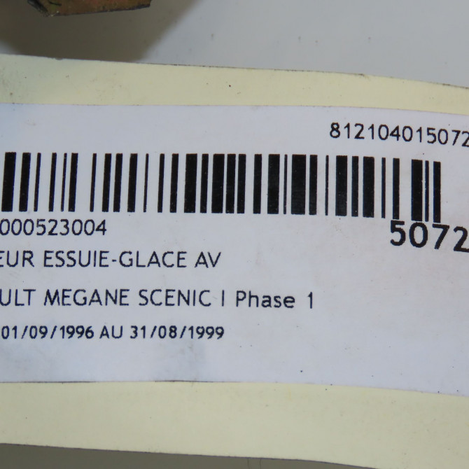 Moteur essuie-glace avant occasion RENAULT MEGANE SCENIC I Phase 1 09-1996->08-1999 1.6 7701205787 5