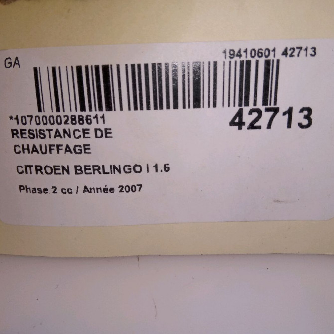 Resistance de chauffage occasion CITROEN BERLINGO I Phase 2 11-2002->10-2010 1.6 HDi 75ch 6450GV 4