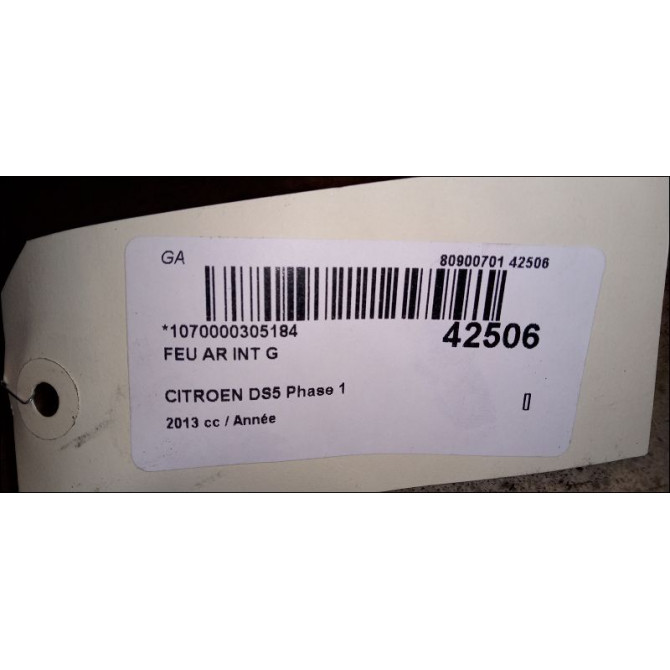 Feu arrière interieur gauche occasion CITROEN DS5 Phase 1 06-2011->... 9803168080 3