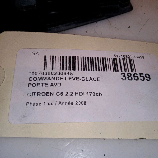 Commande lève-glace porte avant droite occasion CITROEN C6 Phase 1 12-2005->03-2013 2.2 HDI 170ch 4