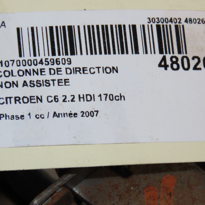 Colonne de direction non assistee occasion CITROEN C6 Phase 1 12-2005->03-2013 2.2 HDI 170ch 4123EN 5