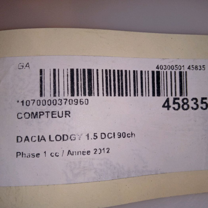 Compteur occasion DACIA LODGY Phase 1 01-2012->... 1.5 DCI 90ch 248095021R 5