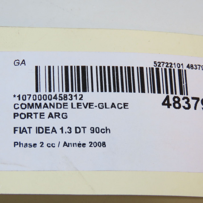 Commande leve-glace porte arrière gauche occasion FIAT IDEA Phase 1 04-1995->04-1999 1.3 DT 90ch 4