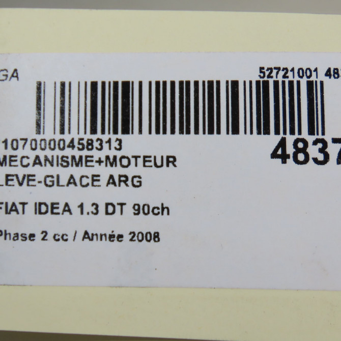 Mecanisme+moteur leve-glace arg occasion FIAT IDEA Phase 1 04-1995->04-1999 1.3 DT 90ch 6