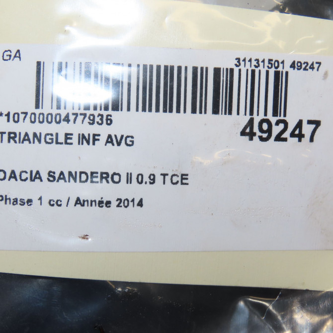 Triangle inf avg occasion DACIA SANDERO II Phase 1 10-2012->... 0.9 TCE 90ch 545017081R 4