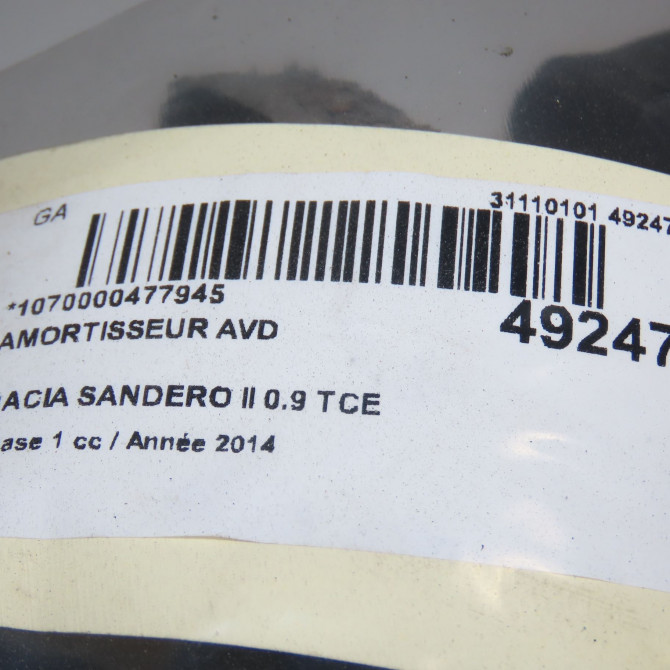 Amortisseur avant droit occasion DACIA SANDERO II Phase 1 10-2012->... 0.9 TCE 90ch 543029600R 3