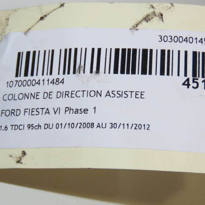 Colonne de direction assistee occasion FORD FIESTA VI Phase 1 10-2008->11-2012 1.6 TDCI 95ch 1899412 8
