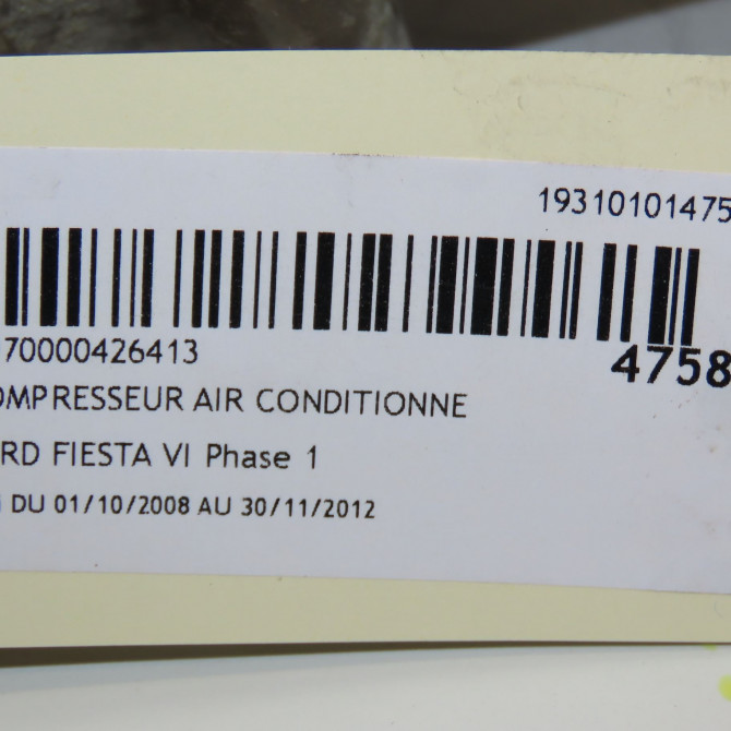 Compresseur air conditionne occasion FORD FIESTA VI Phase 1 10-2008->11-2012 1.4i 1763935 7