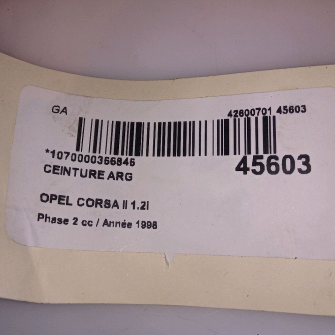 Ceinture arrière gauche occasion OPEL CORSA II Phase 2 04-1997->10-2000 1.2i 90444265 4