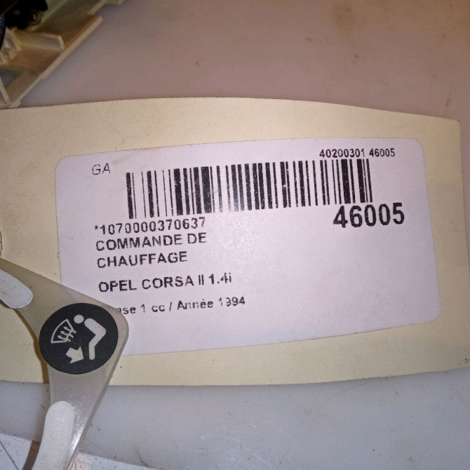 Commande de chauffage occasion OPEL CORSA II Phase 1 03-1993->04-1997 1.4i 9198553 5