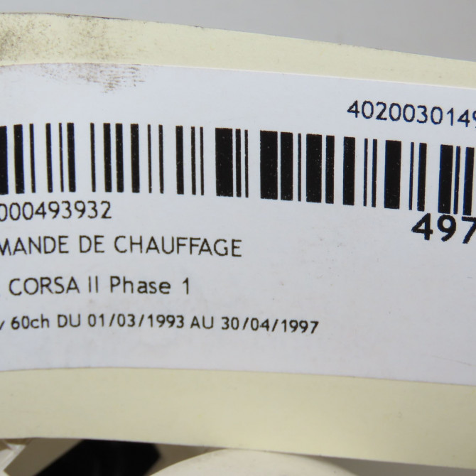 Commande de chauffage occasion OPEL CORSA II Phase 1 03-1993->04-1997 1.4i 8v 60ch 9198553 5