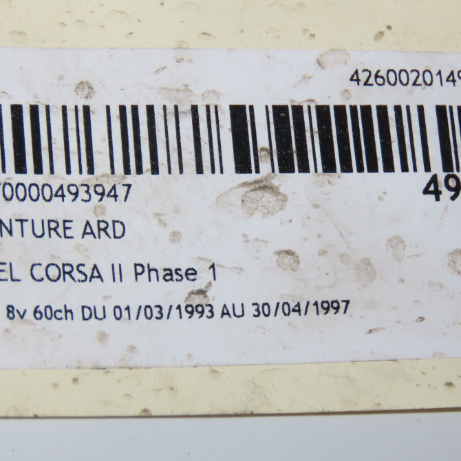 Ceinture arrière droite occasion OPEL CORSA II Phase 1 03-1993->04-1997 1.4i 8v 60ch 90444266 3