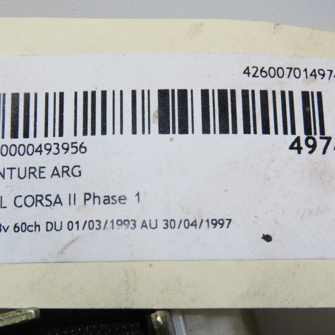 Ceinture arrière gauche occasion OPEL CORSA II Phase 1 03-1993->04-1997 1.4i 8v 60ch 90444265 3