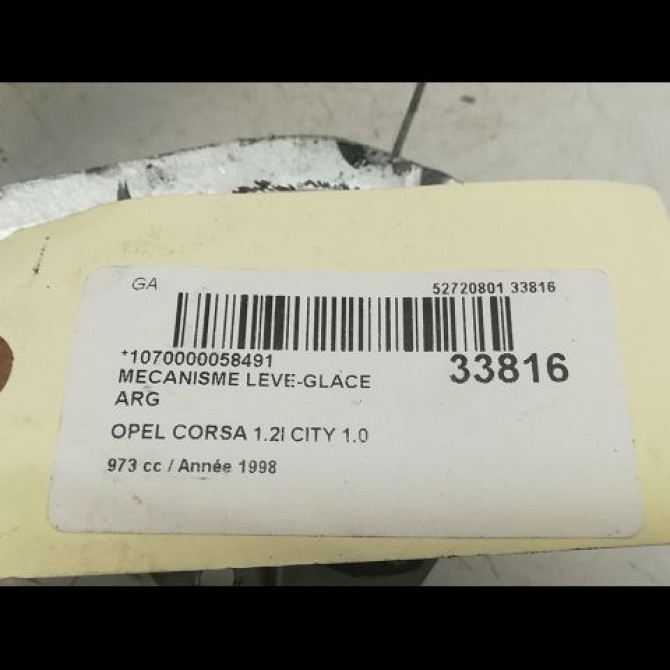 Mecanisme leve-glace arrière gauche occasion OPEL CORSA II Phase 2 04-1997->10-2000 1.0i 12v 90389535 5