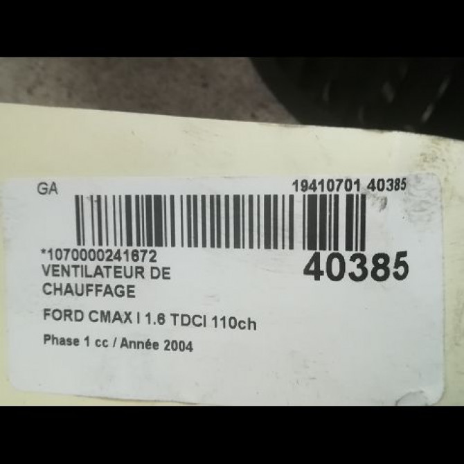 Ventilateur de chauffage occasion FORD CMAX I Phase 1 09-2003->03-2007 1.6 TDCI 110ch 52466654 3