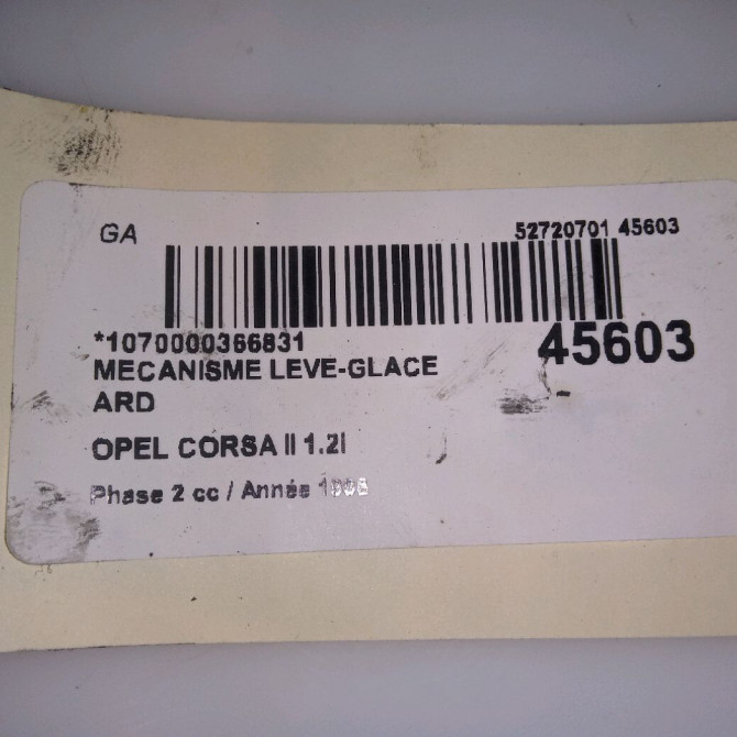 Mecanisme leve-glace arrière droit occasion OPEL CORSA II Phase 2 04-1997->10-2000 1.2i 90389536 4