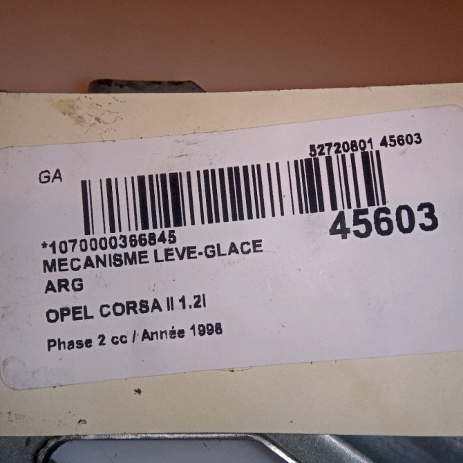 Mecanisme leve-glace arrière gauche occasion OPEL CORSA II Phase 2 04-1997->10-2000 1.2i 90389535 4