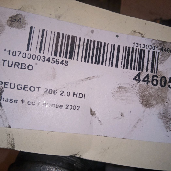 Turbo occasion PEUGEOT 206 Phase 1 09-1998->03-2009 2.0 HDI 375C8 6