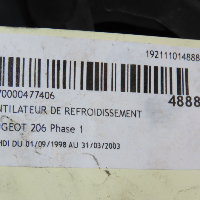 Ventilateur de refroidissement occasion PEUGEOT 206 Phase 1 09-1998->03-2009 2.0 HDI 125392 5