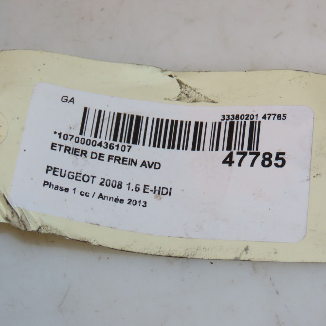 Etrier de frein avant droit occasion PEUGEOT 2008 Phase 1 01-2013->... 1.6 E-HDI 92ch 1617292180 5