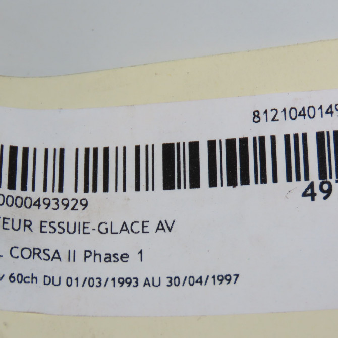 Moteur essuie-glace avant occasion OPEL CORSA II Phase 1 03-1993->04-1997 1.4i 8v 60ch 22085493 5