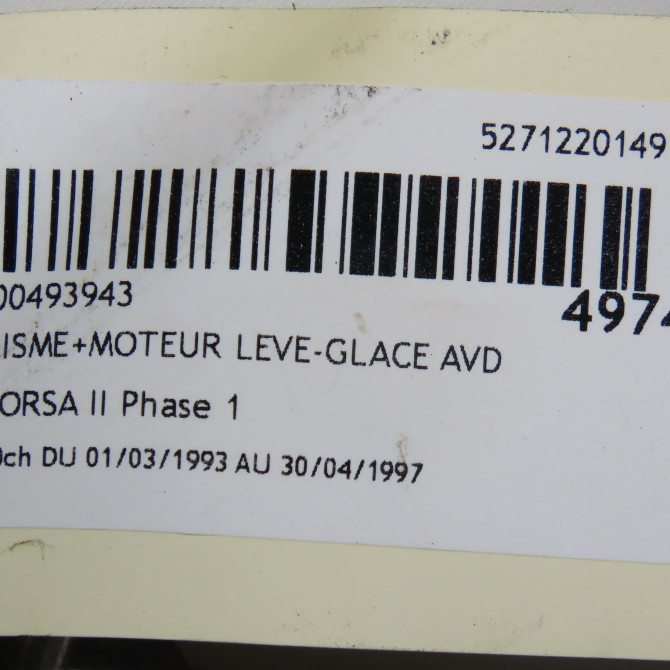Mecanisme + moteur lève-glace avant droit occasion OPEL CORSA II Phase 1 03-1993->04-1997 1.4i 8v 60ch 90388862 5