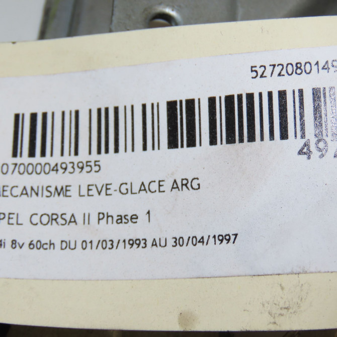 Mecanisme leve-glace arrière gauche occasion OPEL CORSA II Phase 1 03-1993->04-1997 1.4i 8v 60ch 90389535 4