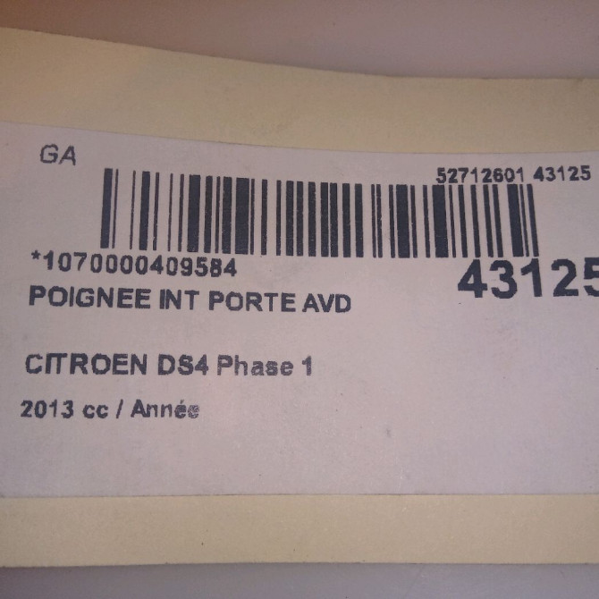 Poignee int porte avd occasion  9144G4 4