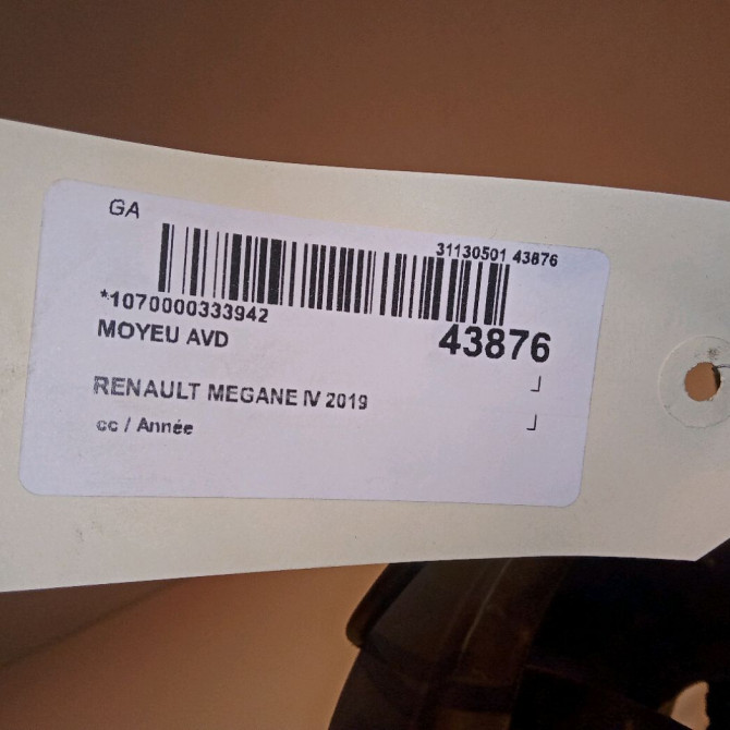 Moyeu avd occasion RENAULT MEGANE IV Phase 1 12-2015->... 1.5 DCi 115ch 5