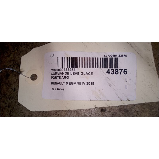 Commande leve-glace porte arrière gauche occasion RENAULT MEGANE IV Phase 1 12-2015->... 1.5 DCi 115ch 254214896R 3
