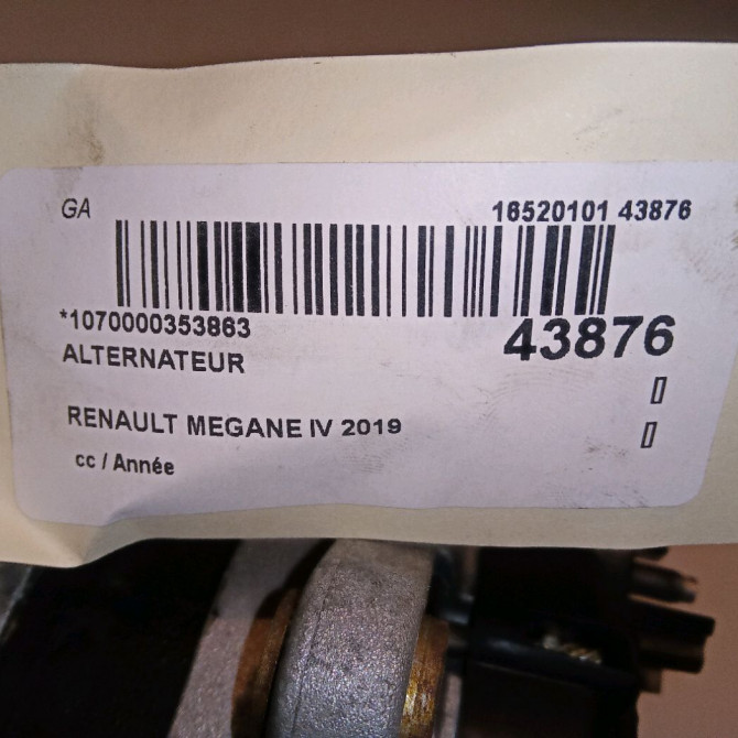 Alternateur occasion RENAULT MEGANE IV Phase 1 12-2015->... 1.5 DCi 115ch 231009392R 5
