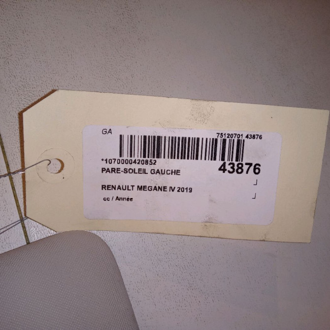 Pare-soleil gauche occasion RENAULT MEGANE IV Phase 1 12-2015->... 1.5 DCi 115ch 964019764R 5