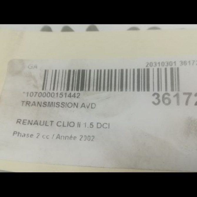 Transmission avant droite occasion RENAULT CLIO II Phase 2 06-2001->07-2006 1.5 DCI 65ch 8200624049 4