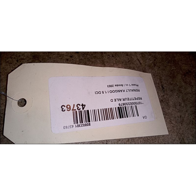Répétiteur aile droite occasion RENAULT KANGOO I Phase 1 09-1997->06-2003 1.5 DCI 8v 80ch 8200194580 2