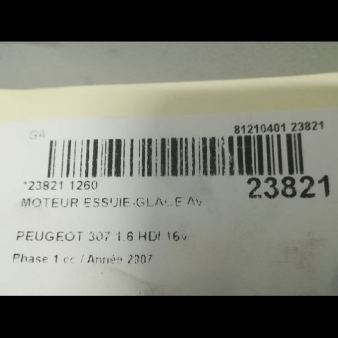 Moteur essuie-glace avant occasion PEUGEOT 307 Phase 1 04-2001->06-2005 1.6 HDI 16v 110ch 6405Y7 2