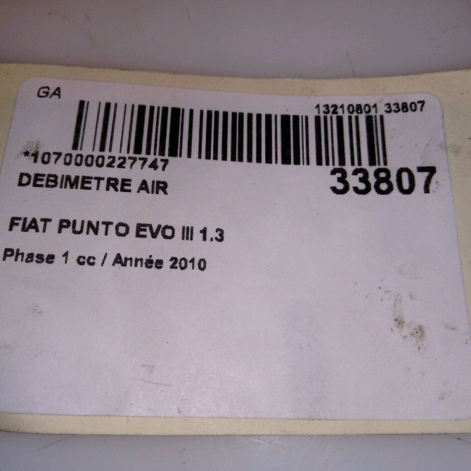 Debimetre air occasion FIAT PUNTO EVO III Phase 1 10-2009->12-2013 1.3 MULTIJET 75ch 71793250 5