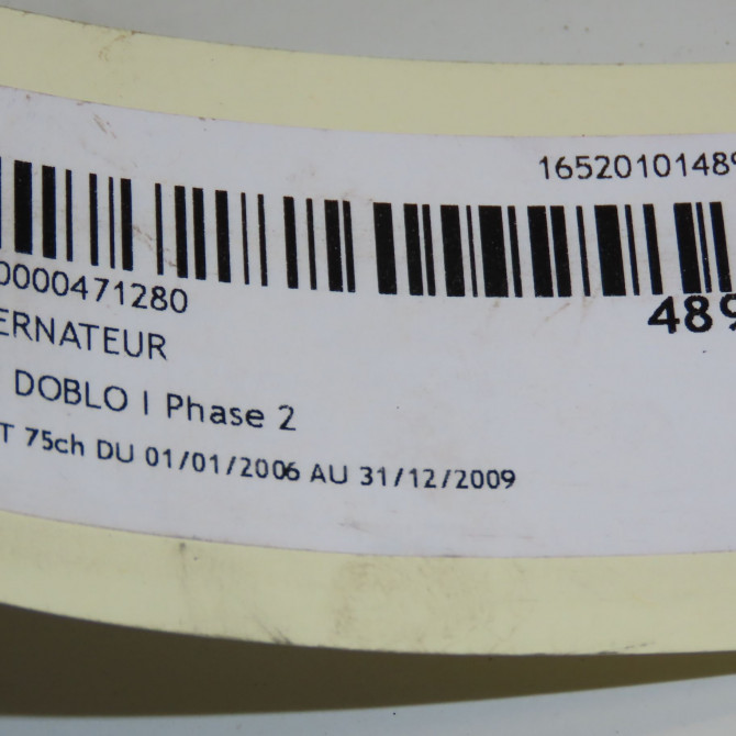 Alternateur occasion FIAT DOBLO I Phase 2 01-2006->12-2009 1.3 DT 75ch 52092131 7