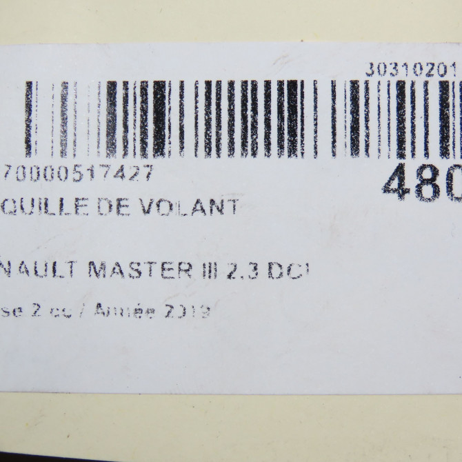 Coquille de volant occasion RENAULT MASTER III Phase 2 06-2014->... 2.3 DCI 130ch 484713121R 4
