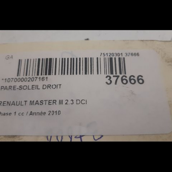 Pare-soleil droit occasion RENAULT MASTER III Phase 1 04-2010->... 2.3 DCI 125ch 964009714R 3
