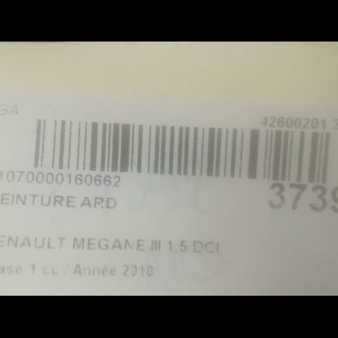 Ceinture arrière droite occasion RENAULT MEGANE III Phase 1 11-2008->01-2012 1.5 DCI 110ch 888405007R 4