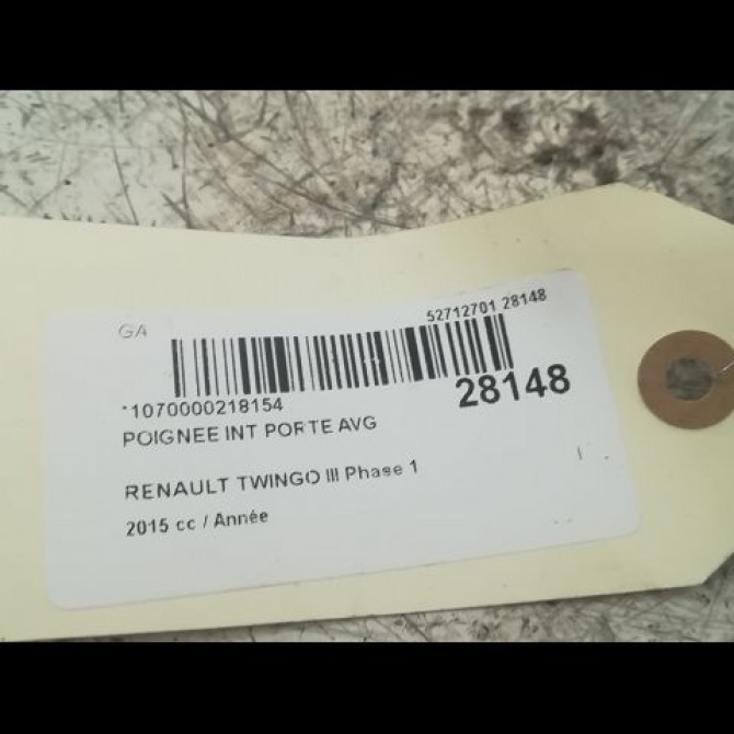 Poignee int porte avg occasion RENAULT TWINGO III Phase 1 06-2014->... 806712270R 3