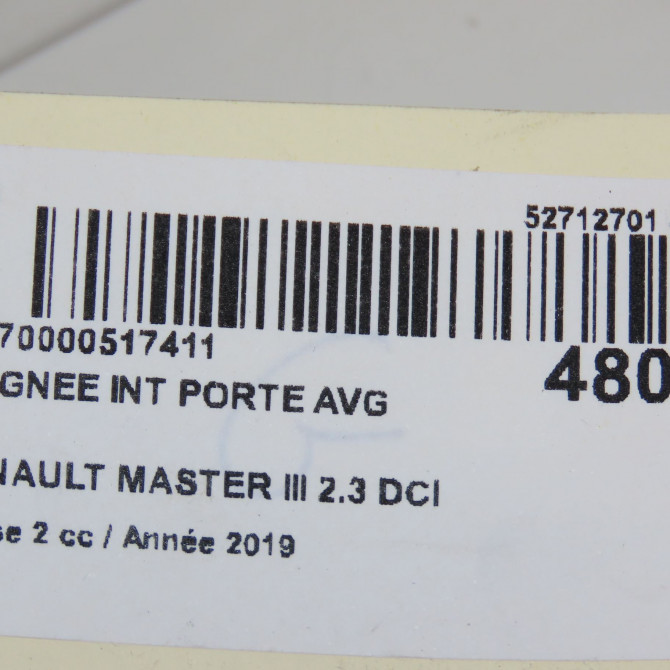 Poignee int porte avg occasion RENAULT MASTER III Phase 2 06-2014->... 2.3 DCI 130ch 806712270R 4