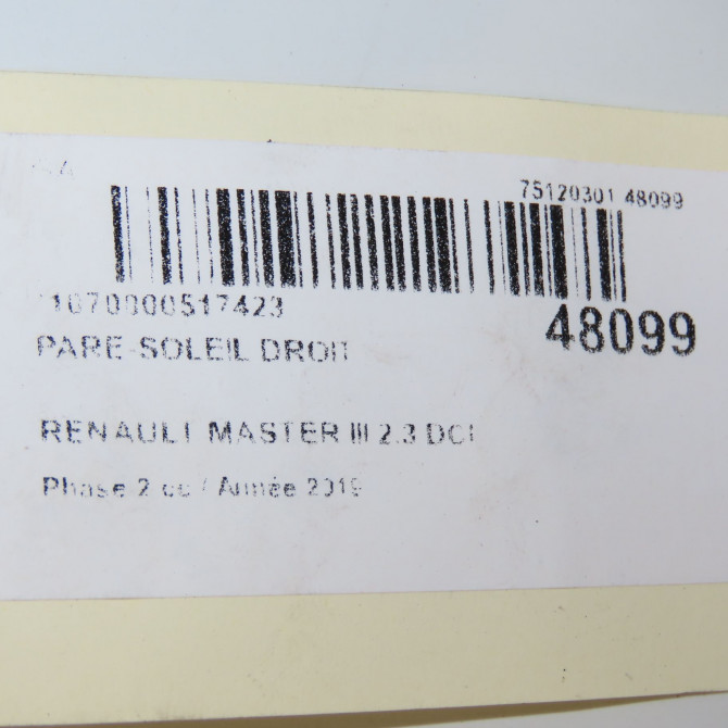 Pare-soleil droit occasion RENAULT MASTER III Phase 2 06-2014->... 2.3 DCI 130ch 964009714R 4