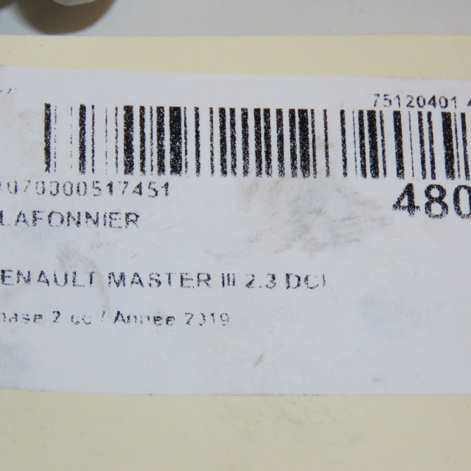 Plafonnier occasion RENAULT MASTER III Phase 2 06-2014->... 2.3 DCI 130ch 8200418356 5