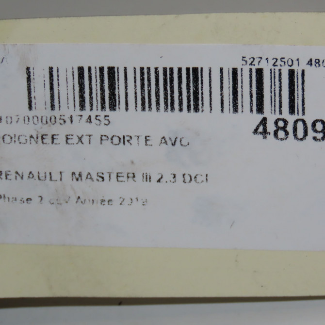 Poignee ext porte avg occasion RENAULT MASTER III Phase 2 06-2014->... 2.3 DCI 130ch 806076077R 6