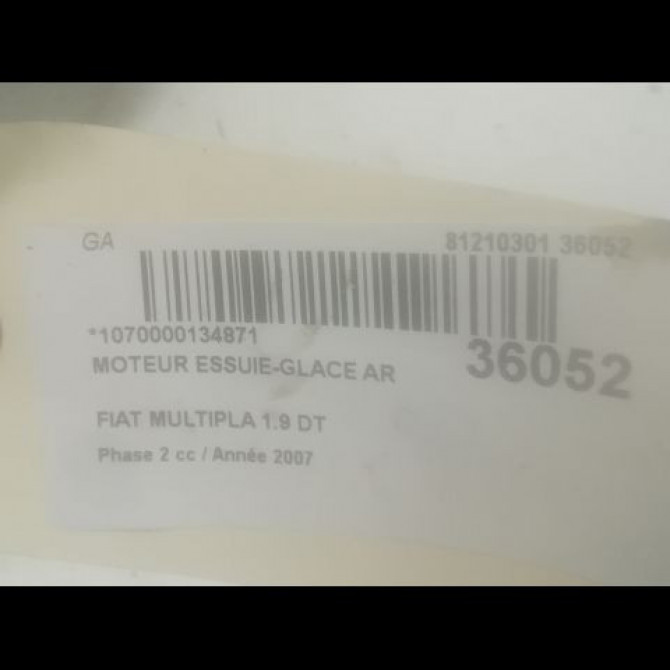 Moteur essuie-glace arrière occasion FIAT MULTIPLA Phase 2 09-2004->04-2010 1.9 DT MULTIJET 120ch 46737995 3