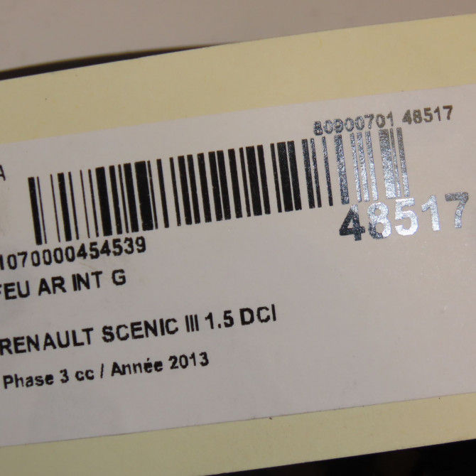 Feu arrière interieur gauche occasion RENAULT SCENIC III Phase 3 04-2013->... 1.5 DCI 110ch 265553056R 4